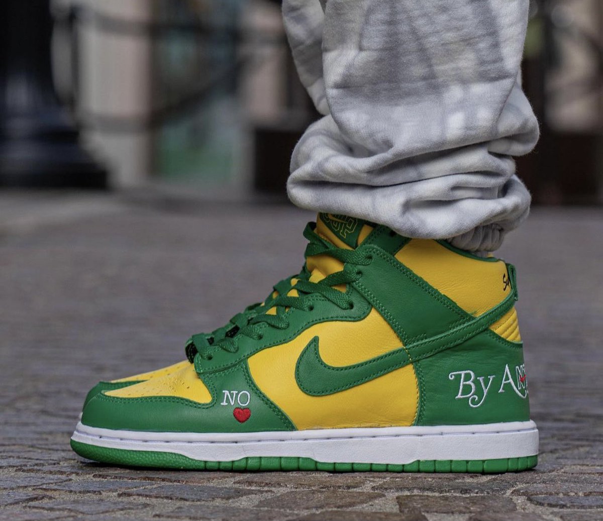On-foot with the “Brazil” Supreme x Nike SB Dunk High “By Any 