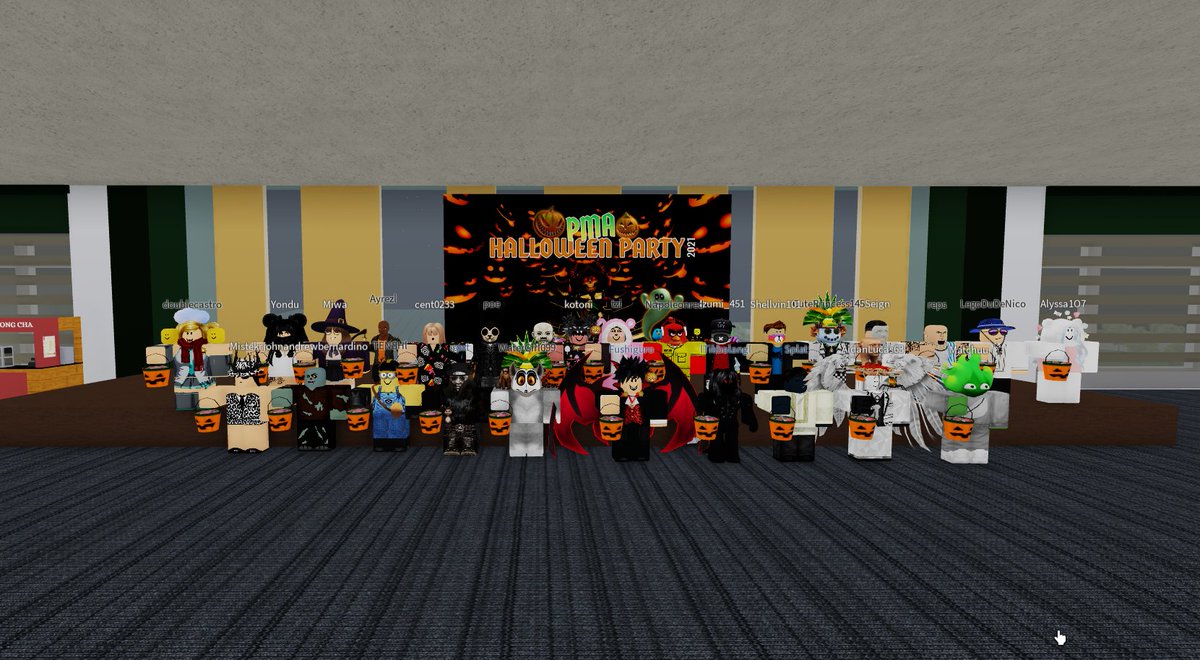 pmarblx's tweet photo. November 1, 2021, PHT. 

(1/2) PMA ROBLOX Halloween Party 2021! Due to roblox being down for a few days, the halloween party had been moved and for a short notice, a sum of 44 attendees throughout the event had come. Playing games, enhancing fellowship and had a blast! https://t.co/sBNTgqoqF9