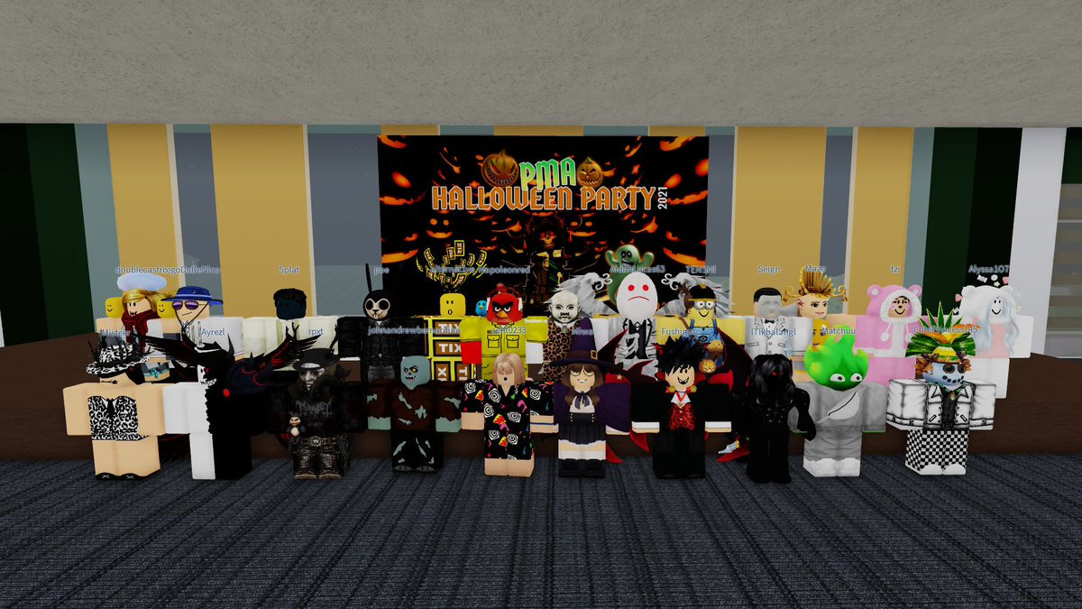pmarblx's tweet photo. November 1, 2021, PHT. 

(1/2) PMA ROBLOX Halloween Party 2021! Due to roblox being down for a few days, the halloween party had been moved and for a short notice, a sum of 44 attendees throughout the event had come. Playing games, enhancing fellowship and had a blast! https://t.co/sBNTgqoqF9