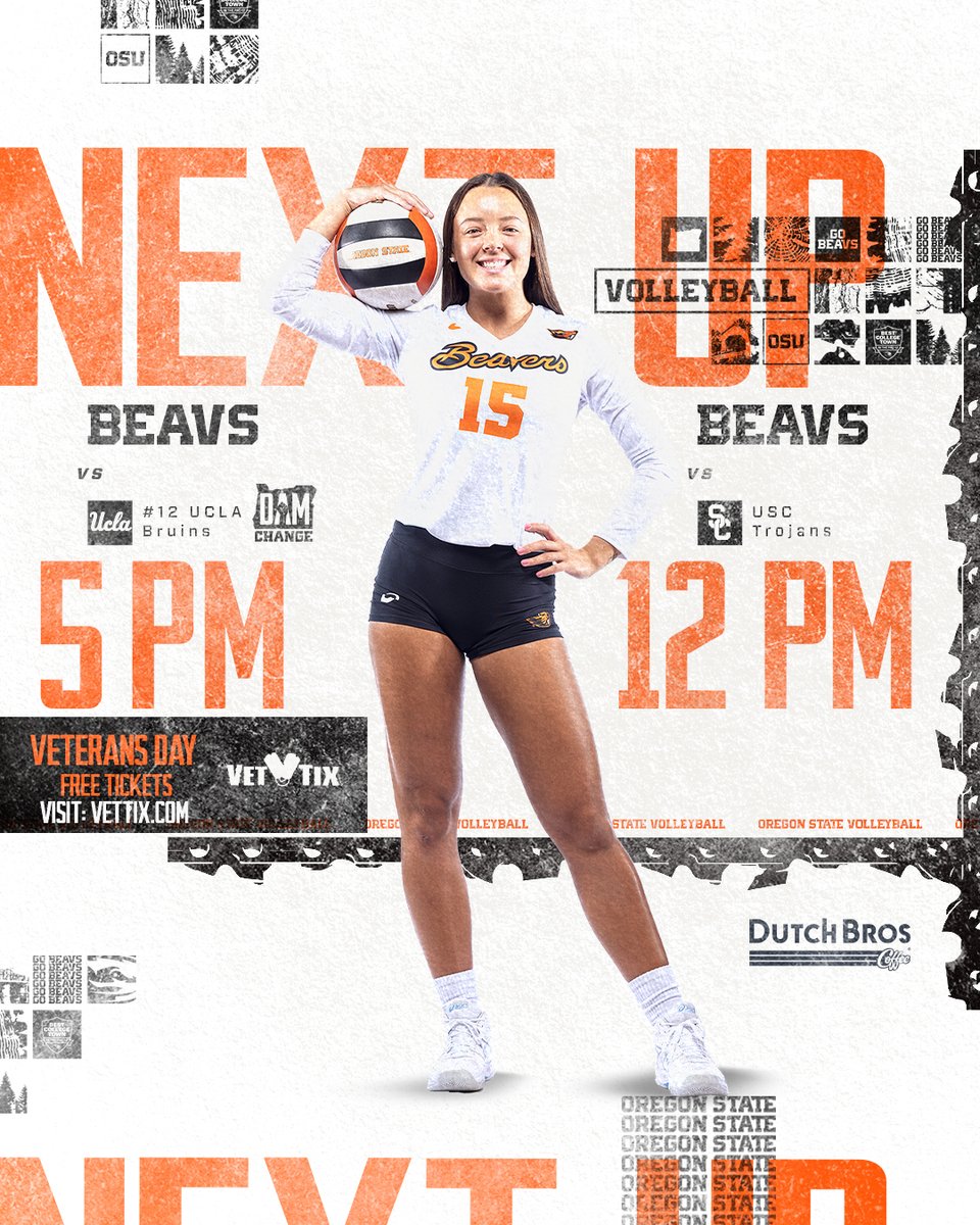BeaverVBall's tweet photo. 𝗠𝗮𝘁𝗰𝗵 𝗪𝗲𝗲𝗸 in Gill Coliseum! 

Friday - 5 PM vs. No. 12 UCLA (𝗱𝗮𝗺 𝗰𝗵𝗮𝗻𝗴𝗲)
Sunday - 12 PM vs. USC

🎟️| https://t.co/RSs1S6ZUSC

@BeaverAthletics | #GoBeavs https://t.co/Y4kQAbdfSA