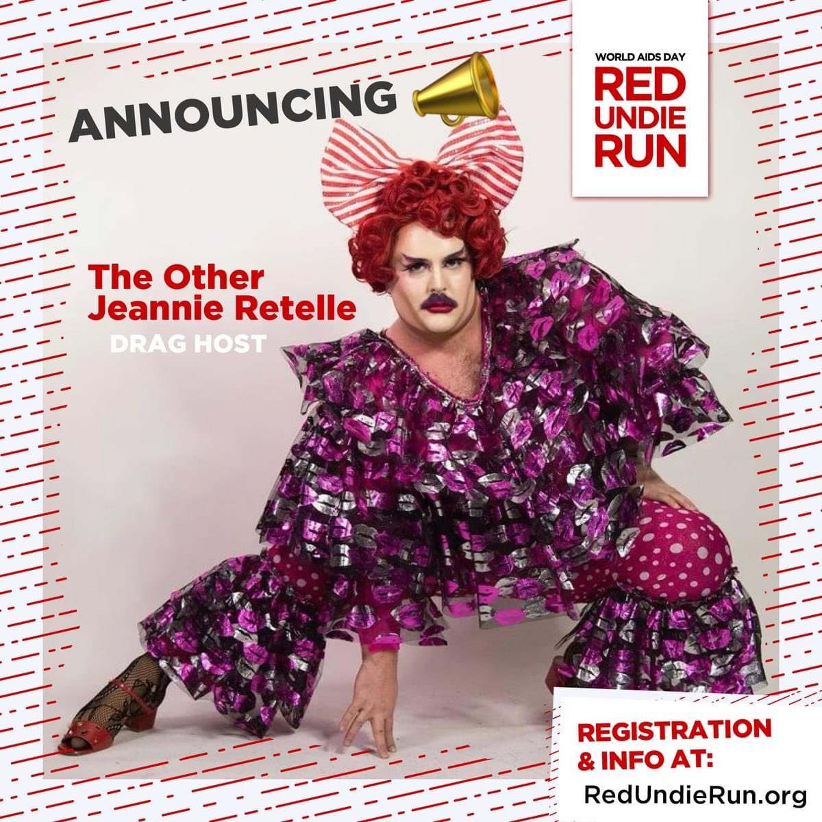 Can we have your attention? We have an exciting announcement! Baby it’s official, @TheOtherJeannie is hosting the 2021 #RedUndieRun! 

Join her and her mustache on December 4 by registering today at redundierun.org