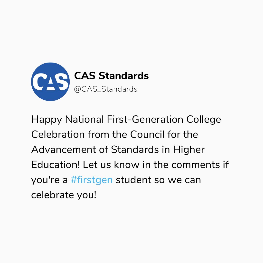 CAS_Standards's tweet image. #FirstGen students! We want to celebrate YOU! Let us know if you're a #firstgenstudent in the comments 💬
#CelebrateFirstGen ⁦@FirstgenCenter⁩