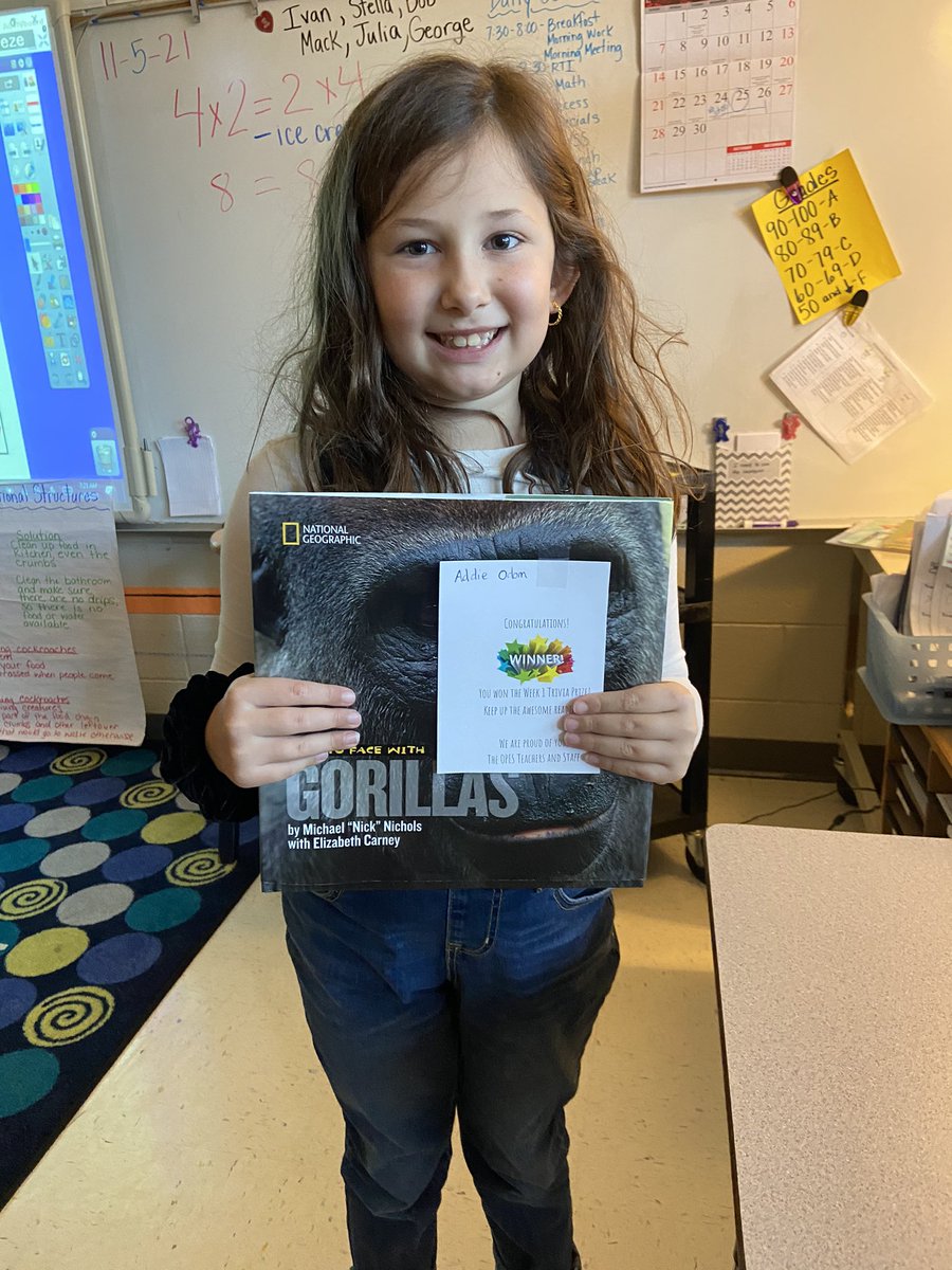 Mrs_KThompson's tweet photo. Congrats to our week 1 trivia winner for One School, One Book! Way to go, Addie! @OldPointeElem @amywhite3rd #trivia #oneandonlyivan #osob https://t.co/rzLMr3RnjZ