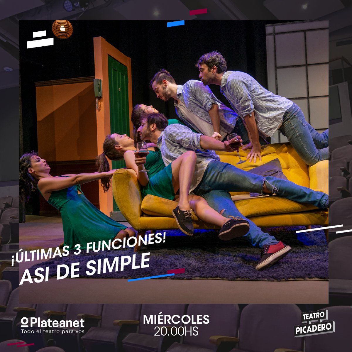 TeatroPicadero's tweet photo. ¡Últimas 3 funciones!
#AsiDeSimple Los clásicos conflictos de parejas a la hora de llevar una relación adelante.
Una obra que invita a pensar qué es lo que sucede cuando el amor no alcanza
.
.
.
Tus entradas en https://t.co/A3HsWuSc2e o en la boletería del teatro 🎭 https://t.co/cm4nybXxuW