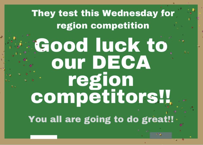 Region competition testing is this Wednesday! Our student are so ready to excel in their tests!