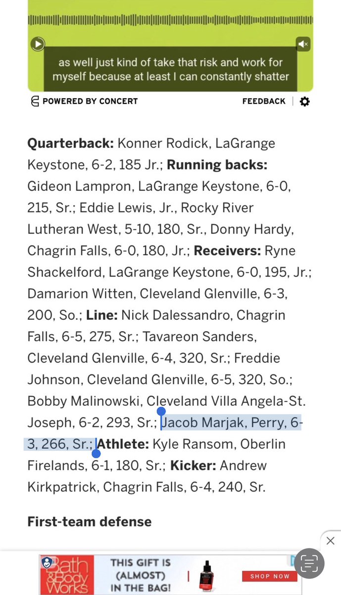 I am proud and humbled to be named first team all district for D4!!