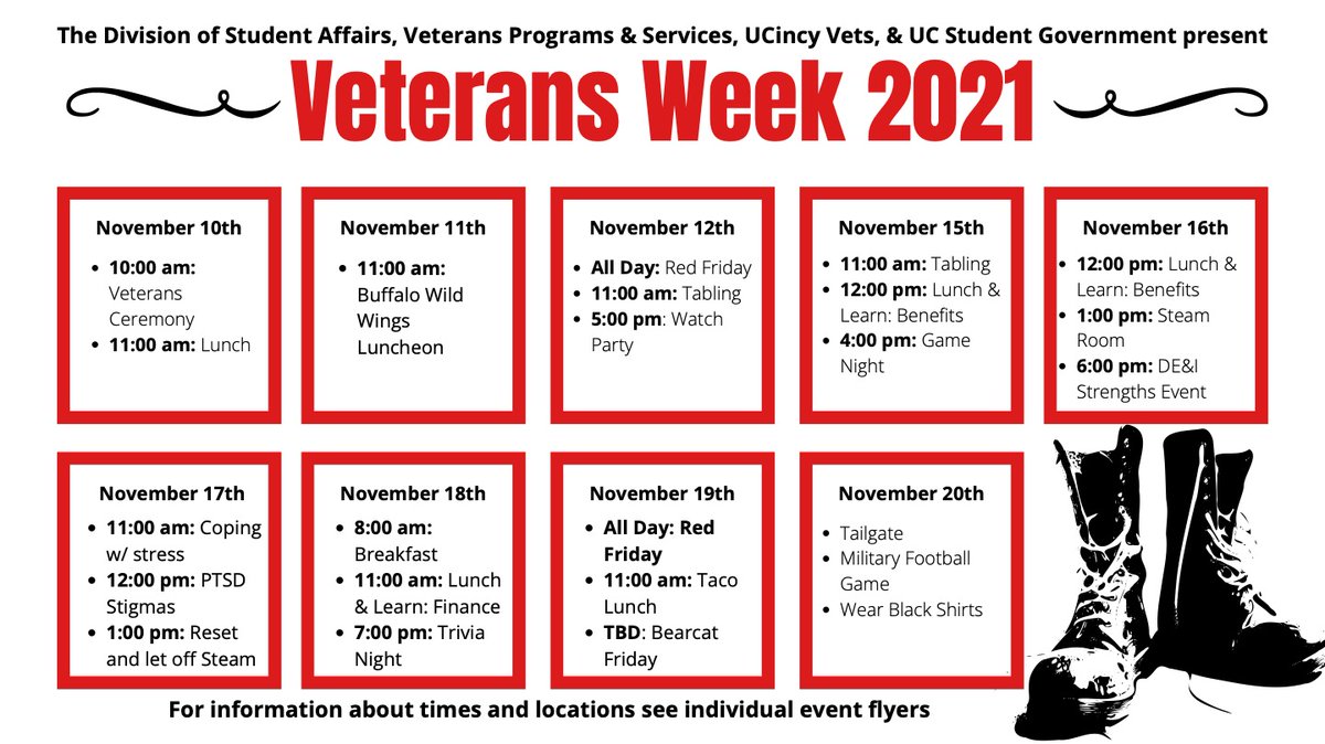 Come join us as we host events this week in honor of our veterans!