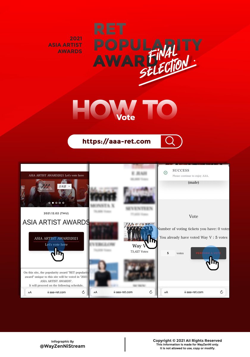WayZenNiStream's tweet photo. 🚨[#VoteForWayV | #WayV_HowTo] 2021 AAA RET Popularity Award Final selection [EN]

▫️NOW - Nov.15 :
11.59PM KST | 10.59PM CST 
9.59PM GMT+7 | 9.59AM EST

🔗 https://t.co/0e3KRyFULE

#WayV #โหวตเพื่อWayV #威神V #WeiShenV https://t.co/EtCdmQyIv1