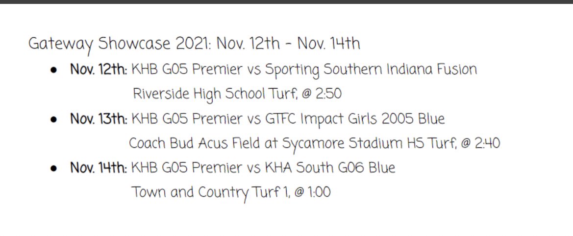 kateevans_05's tweet photo. First showcase with kings hammer bluegrass this weekend. Here are times and dates #soccer #gatewayshowcase @UKWomensSoccer @SherrillSmith2 @gksamuelthomas @isoccercoach1 https://t.co/BcLv9mV1zx