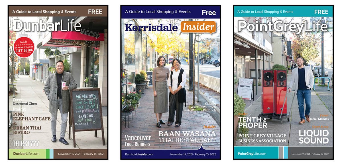 pallamedia10's tweet photo. These three winter magazines are off to press. One more to go this year. #pallamedia #dunbarlife #kerrisdaleinsider #pointgreylife #dunbarmagazine #kerrisdalemagazine #pointgreymagazine https://t.co/4WTlUEzyjP