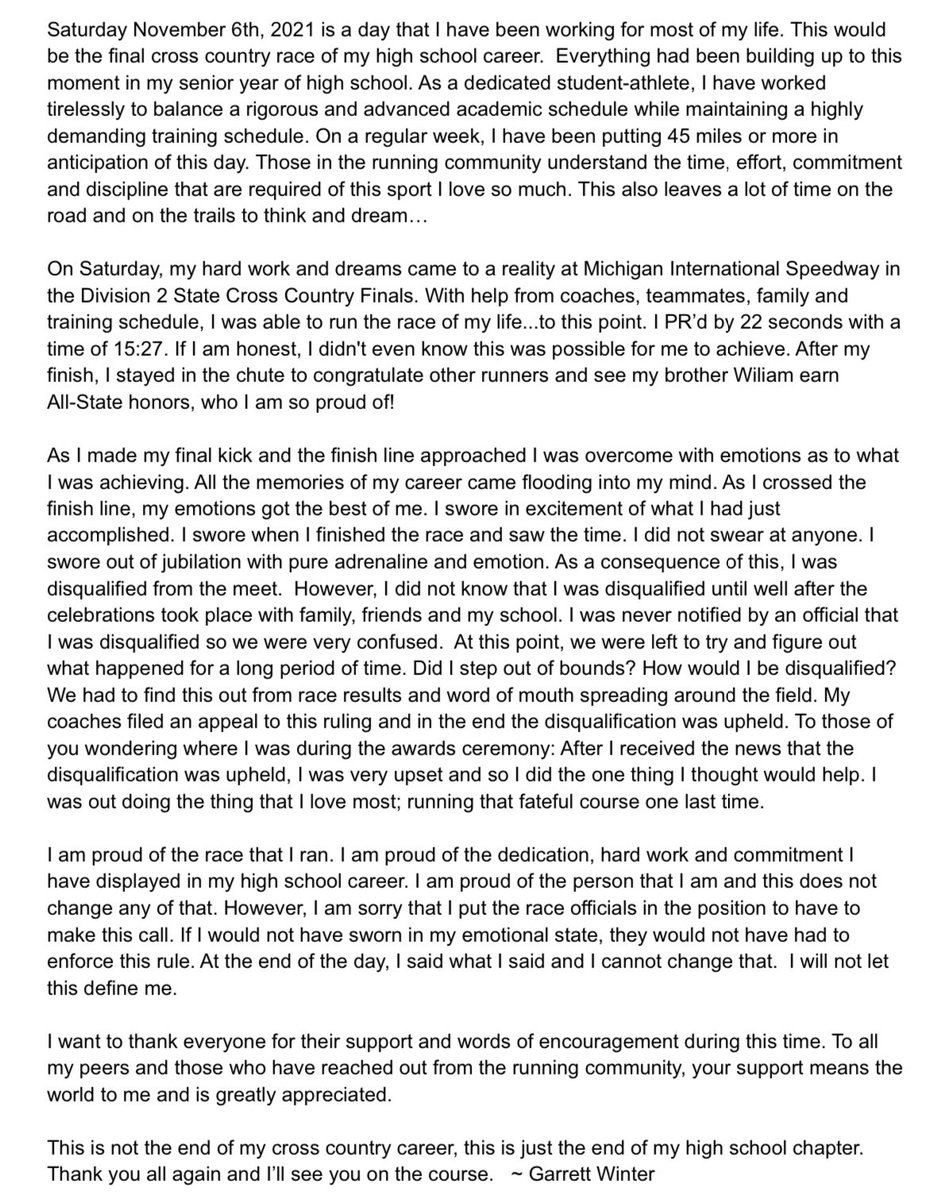 GarrettWinter2's tweet photo. Here is my public statement. https://t.co/wAEArnbalL