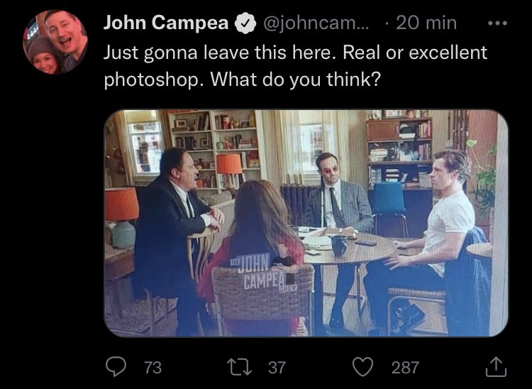legadodamarvel's tweet photo. Minutos atrás, o @johncampea postou simplesmente ISTO AQUI e apagou. 

Na legenda, ele brinca: "real ou um excelente photoshop... o que você acha?".

ESTAMOS EM SURTO POIS ESTA IMAGEM DO DEMOLIDOR TÁ MUITO BEM FEITA OU... É REAL!

#SpiderManNoWayHome #HomemAranhaSemVoltaParaCasa https://t.co/kcH3elk1TQ