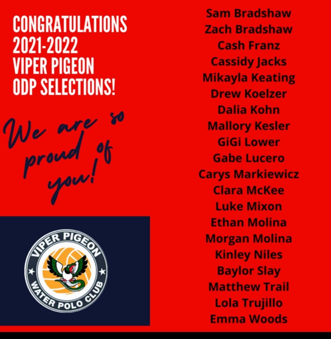 viperpigeons's tweet photo. Congratulations to our 2021-2022 VP SW Zone ODP selections. https://t.co/1jHmmVUP0Y