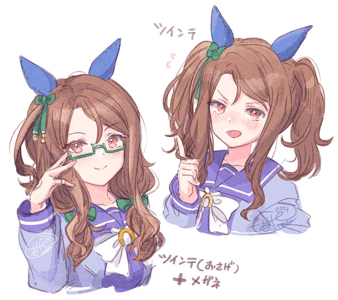 キングヘイロー髪型色々妄想(ポニテ・ツインテ・???) #ウマ娘 