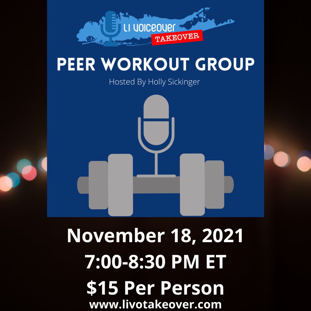 SickingerHolly's tweet photo. Come join us next Thursday for our November Peer Workout Group. It's a great place to learn some new tricks and meet new VO friends. Only $15 to join. Sign up at @livotakeover https://t.co/mwc9E58fUv. #voiceover #vo #peerworkout #voworkout https://t.co/j1ky1rTYMc
