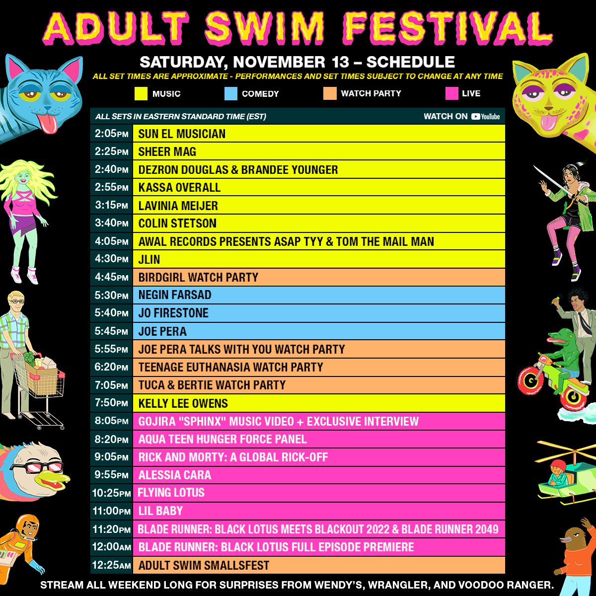 adult swim on Twitter "Here's the lineup for the Adult Swim Festival