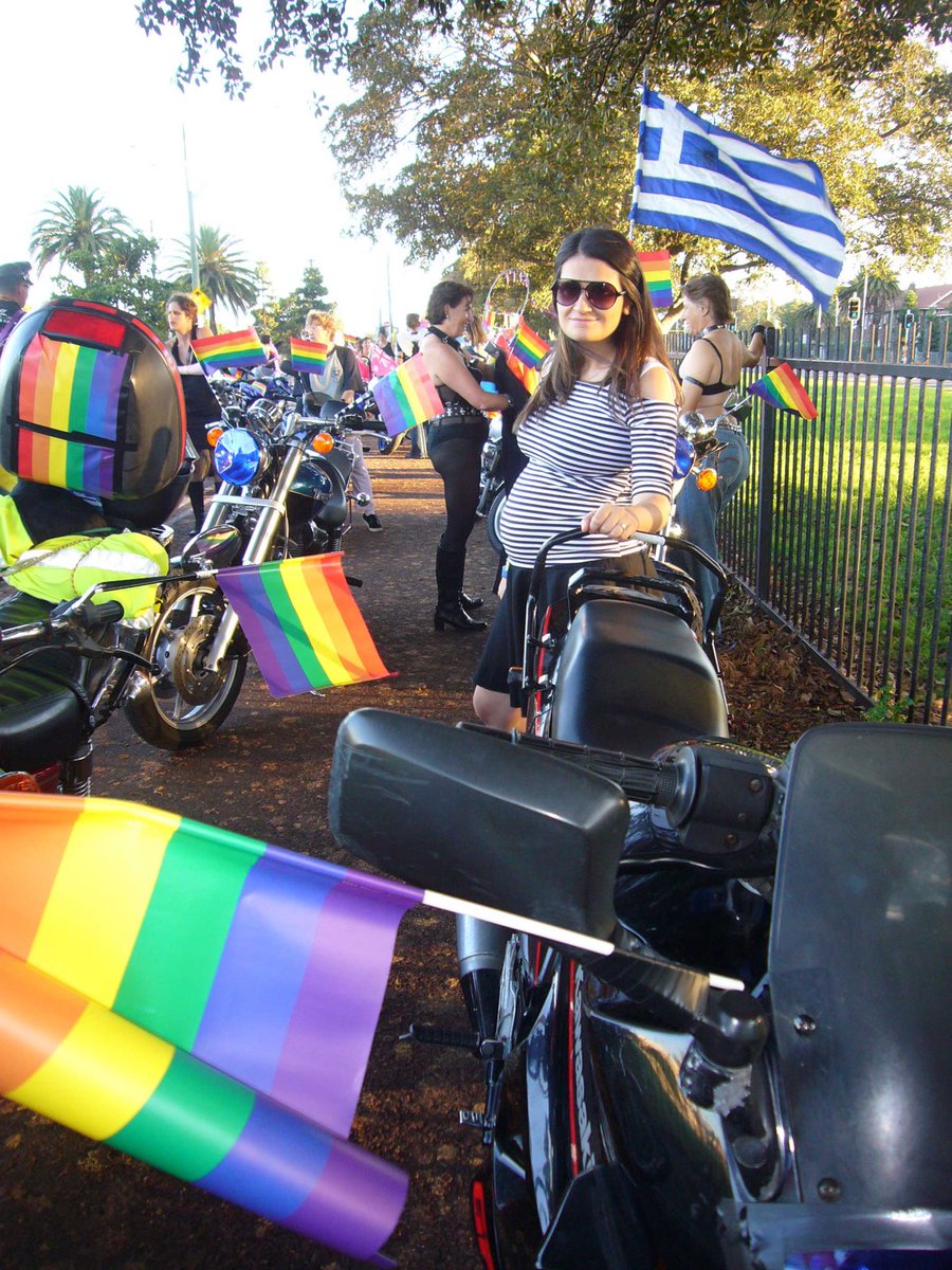 Mardi Gras finally returns to the ABC. Where it belongs. Here I am in Dykes On Bikes 12 years ago pregnant with my first baby. #mardigras