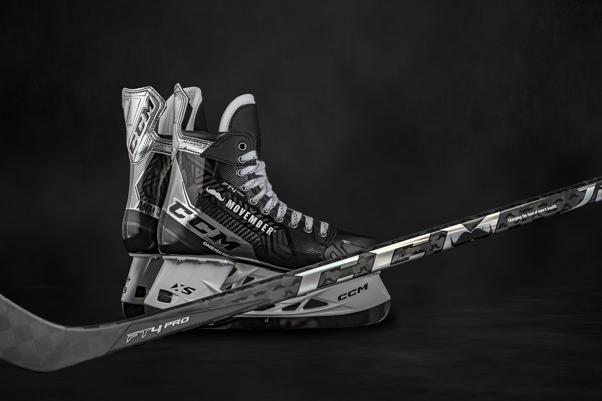 CCMHockey's tweet photo. Check out Auston's new custom @Movember skates and sticks! https://t.co/TbLgghQoaR