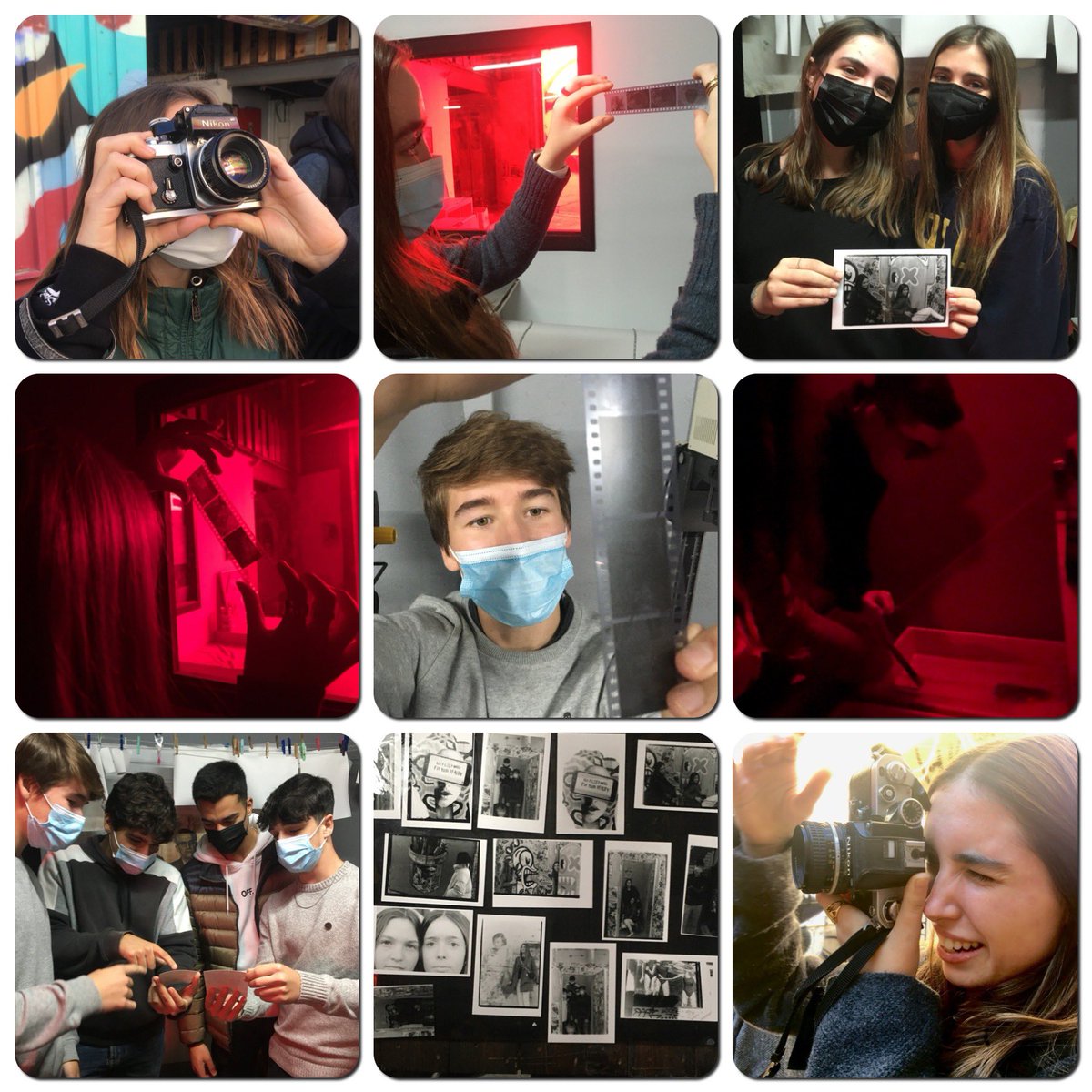 colemontse's tweet photo. ¡2 Bachillerato inmersos en un taller de fotografía analógica! Carrete, revelado, blanco y negro, uso de cámara… dominio de técnica para aprender a mirar y desarrollar ópticas! Oportunidades con #SelloColeMontse https://t.co/dG5ZmCGb3o