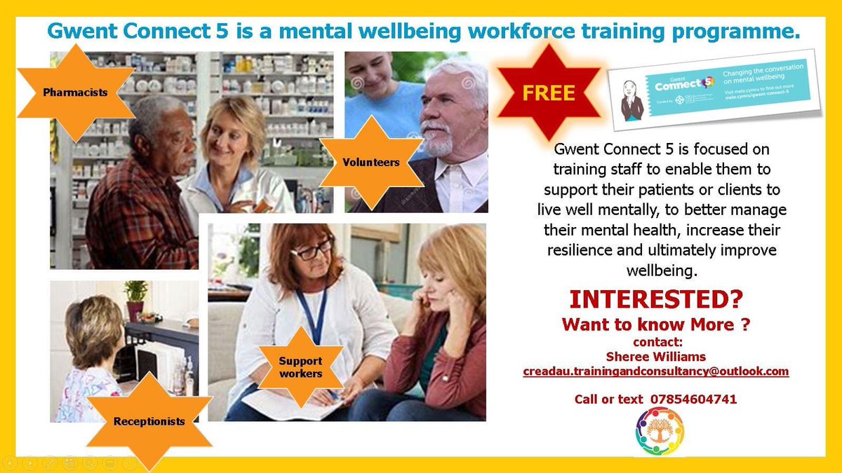 shrwilliams's tweet photo. This is an amazing opportunity which is free to those in Gwent .  This training is accessible , relaxed and informative, with lots of resources . https://t.co/5jCNHrfRkp