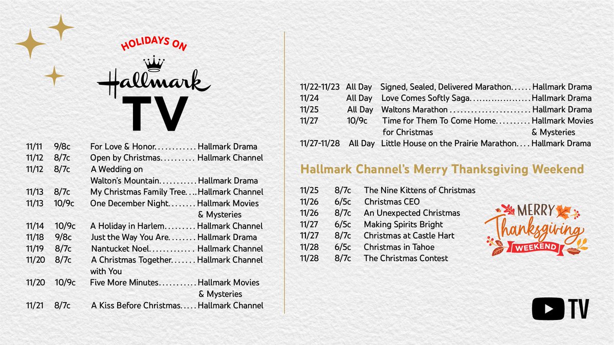 YouTubeTV's tweet photo. Just here to deliver some true holiday cheer. @hallmarkchannel is HERE! 🎉🤯🎁 

Start stacking your Library with LIVE and On Demand holiday content from the #CountdowntoChristmas, @HallmarkMovie mysteries, @HallmarkDrama &amp; more ➡️ https://t.co/gaSUZqOC2s https://t.co/KKoL72iMwW