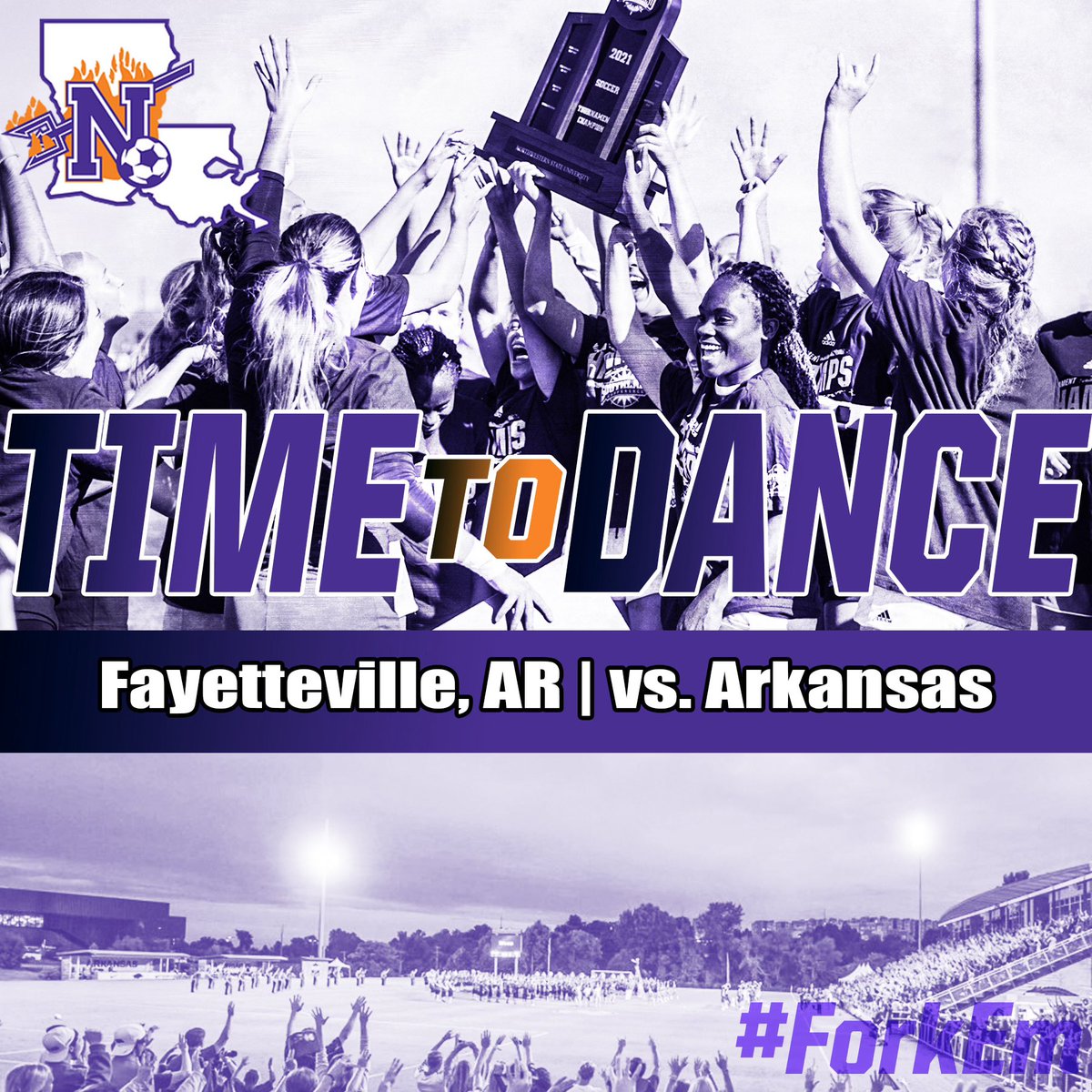 We’re set for ROUND 1! NSU headed to Arkansas for the NCAA Tournament.
Day and time TBA. #ForkEm