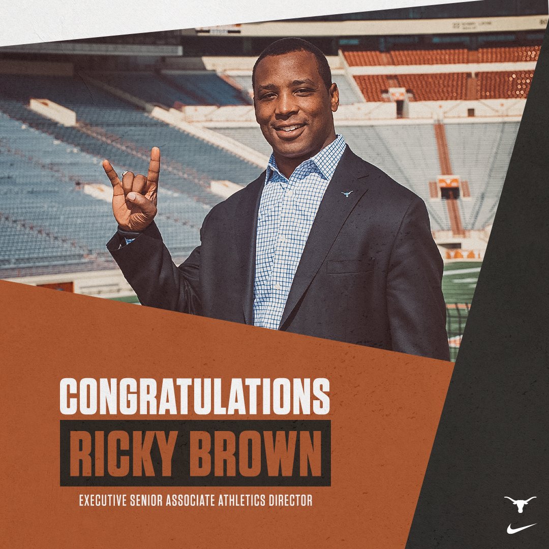 TexasLonghorns's tweet photo. Congratulations to Ricky Brown on being promoted to Executive Senior Associate Athletics Director! 🤘

#HookEm https://t.co/n9sj5cDhoq