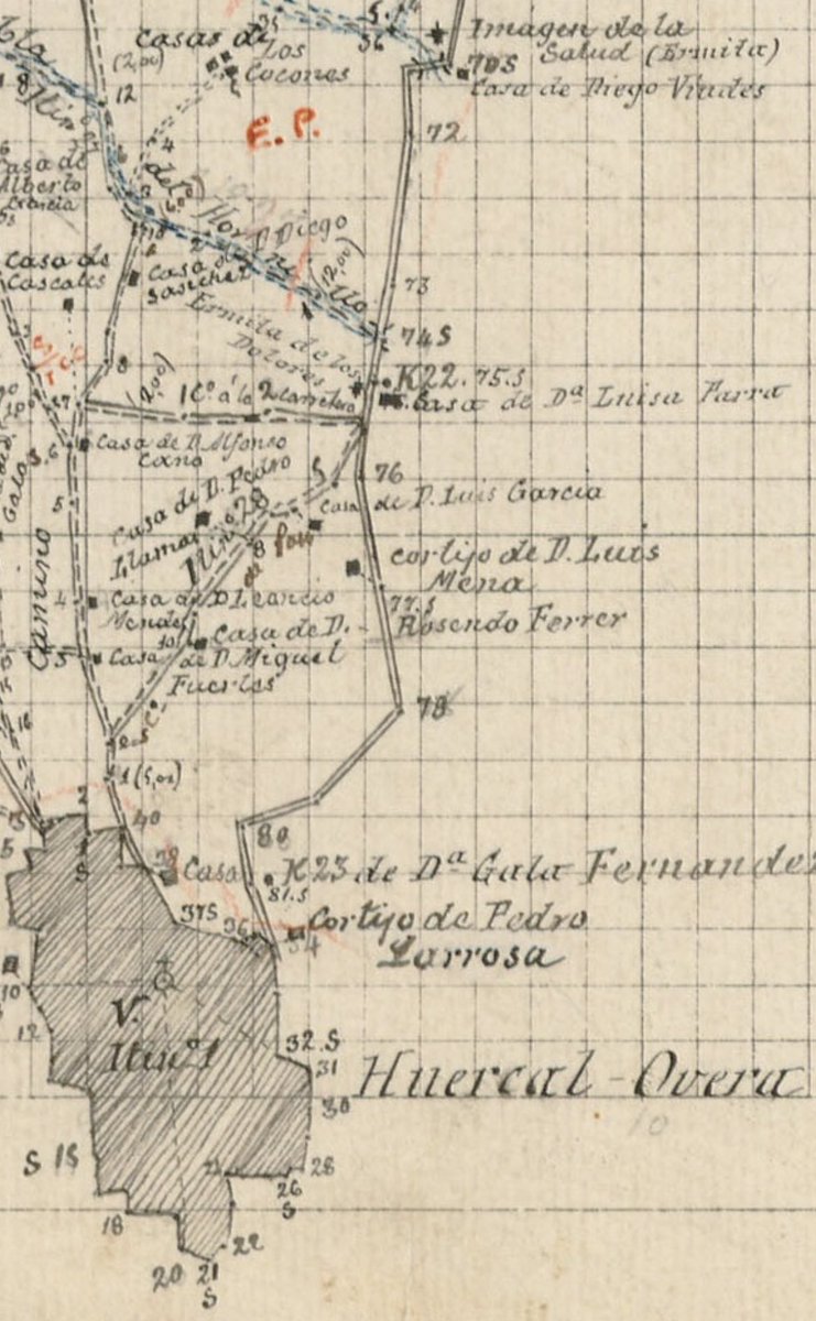 Hoy se celebra el #diamundialdelurbanismo y para celebrarlo os compartimos parte un mapa de #HuercalOvera #Almeria del año 1.899 #urbanismo #historia #caminos #carreteras #ICCP #ingenieriadecaminos #obracivil #construccion #proyectos #licitacivil