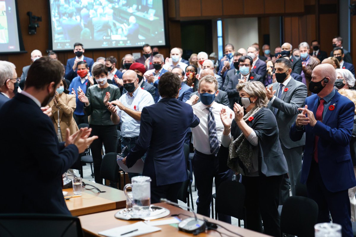 JustinTrudeau's tweet photo. I can’t tell you how good it was to see old friends - and welcome new faces - at today’s caucus meeting. Together, we’ll keep working to make life more affordable, tackle the climate crisis, walk the path of reconciliation, finish the fight against COVID-19, and much more. https://t.co/Rx3gh7RK5Q
