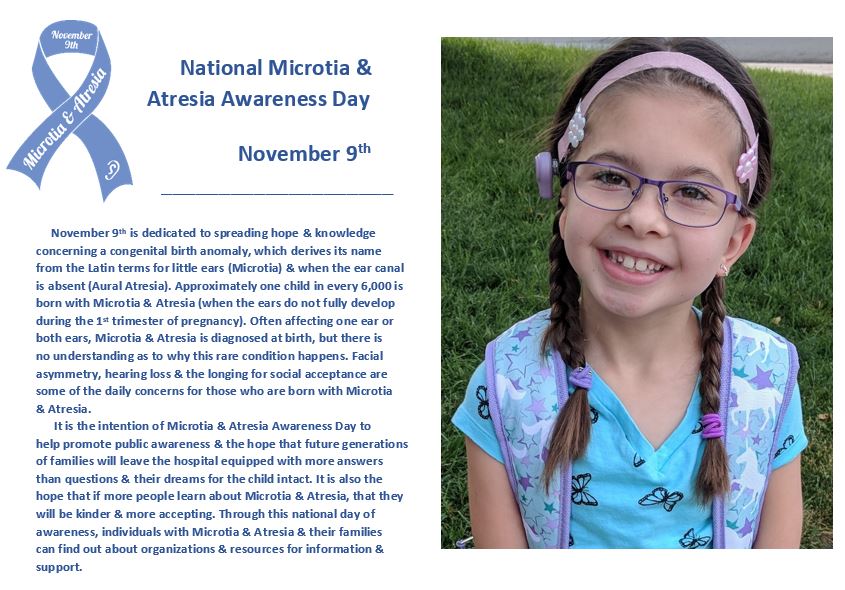 November 9th
Tomorrow is National Microtia &amp; Atresia Awareness Day! 

💙👂🦋

EarCommunity.org