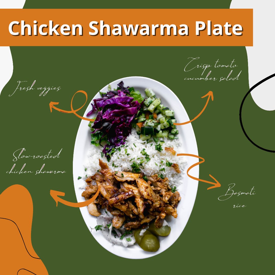 rumigrill's tweet photo. There are 4 parts to a perfect Rumi Chicken Shawarma platter:

-A full scoop of basmati rice
-Crisp tomato-cucumber salad
-A helping of fresh veggies
-The star of the show... Chicken Shawarma! 

#chicken #shawarma #halal https://t.co/nmpfXK0QKL