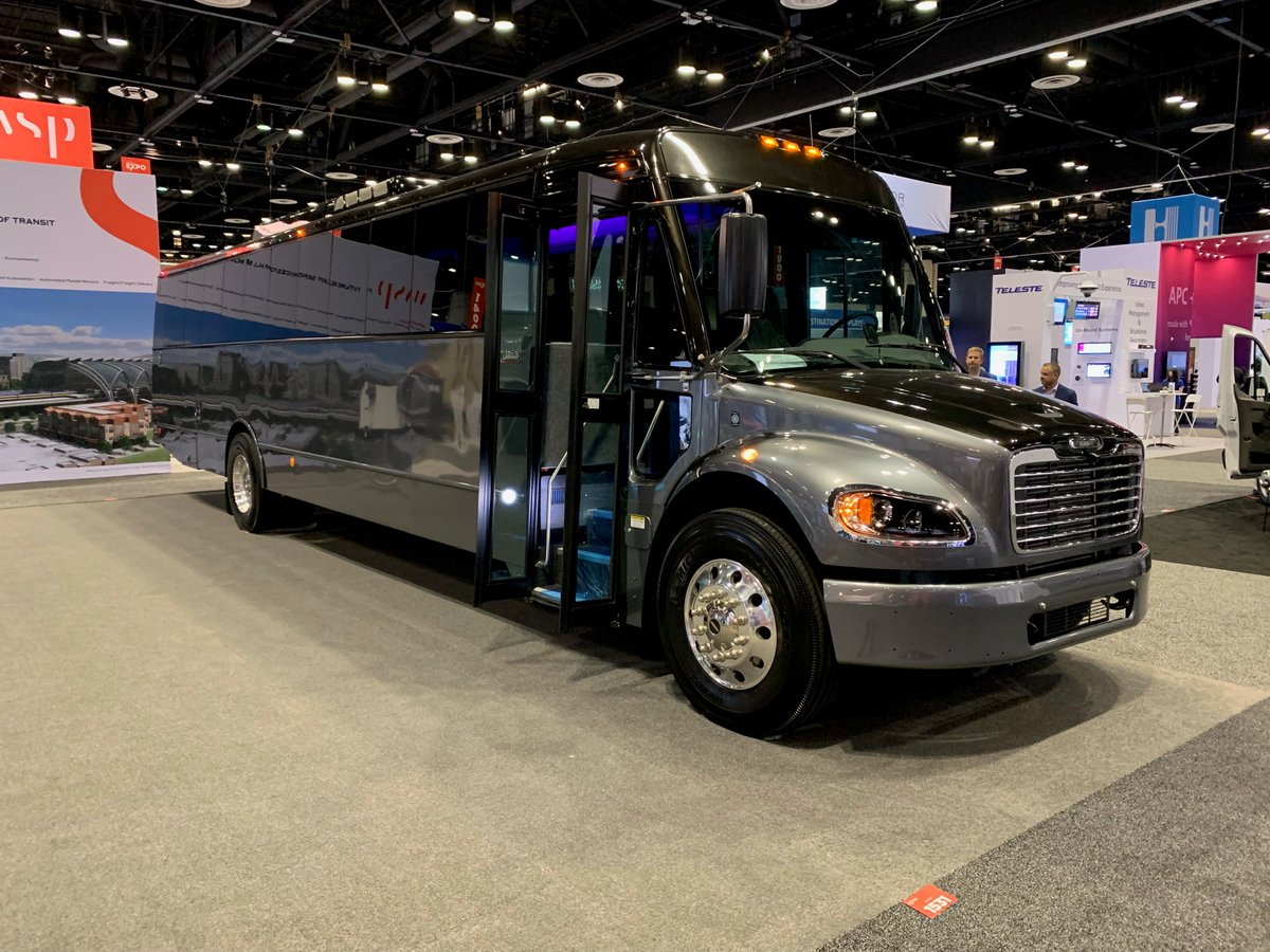 ThomasBuiltBus's tweet photo. Are you attending #APTAExpo? Swing by our booth (1531) to say hello and take a look at this beauty. #SafTLiner #C2 #ThomasBuiltBuses #APTATransform https://t.co/KWuOOFjA0P