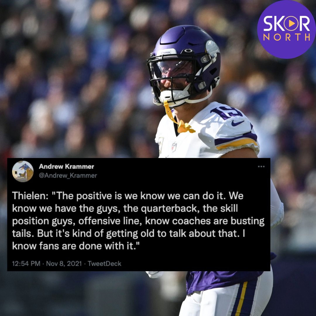 SKORNorth's tweet photo. ANNOYED: Adam Thielen has had enough of the same old problems with the Minnesota Vikings offense. 😡 https://t.co/95D6Tv0JdF