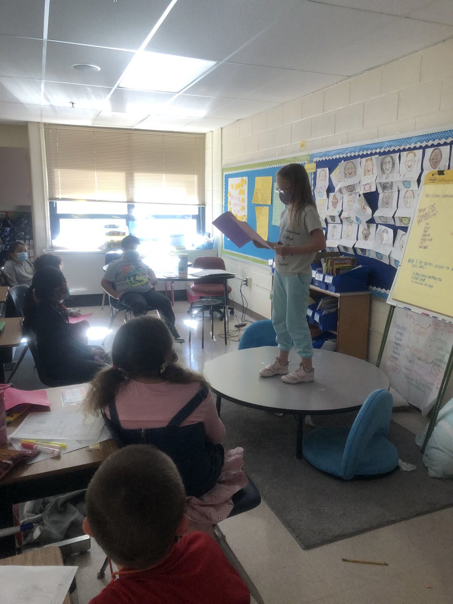 MrsTheobald3rd's tweet photo. Writers shared their small moment personal narratives with the class. We loved being on “stage” to clearly read our stories to our classmates! https://t.co/bF2JONXhOH