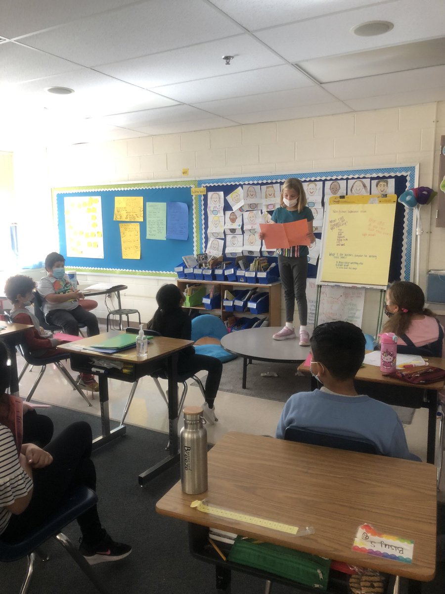 MrsTheobald3rd's tweet photo. Writers shared their small moment personal narratives with the class. We loved being on “stage” to clearly read our stories to our classmates! https://t.co/bF2JONXhOH
