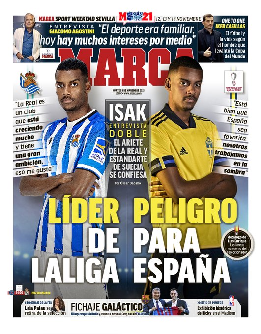 21年11月9日の4大スペインスポーツ紙一面まとめ スペインサッカーに魅せられた男のブログ