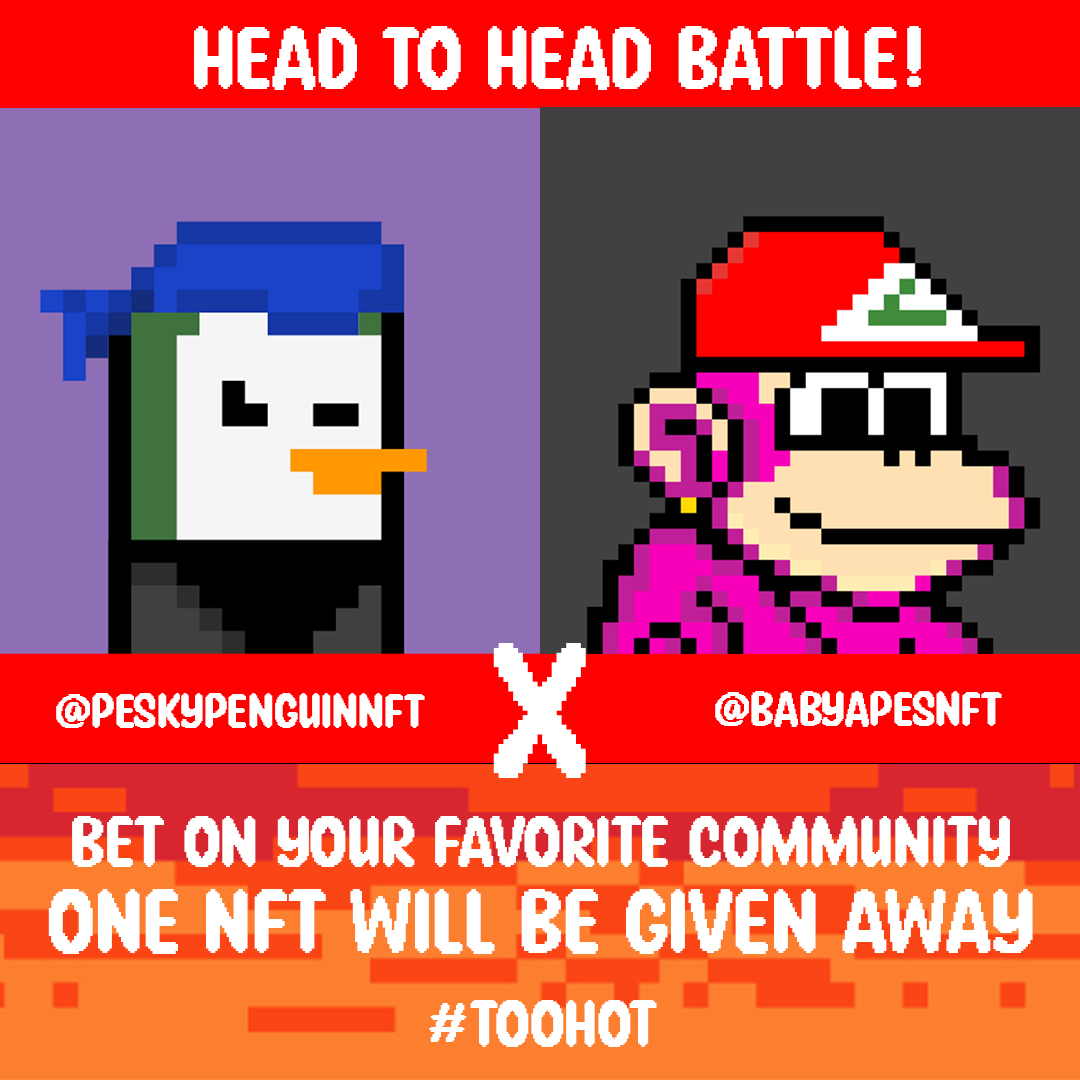 LavaRunners's tweet photo. Welcome @LavaRunners To The ThunderDome! 2 #NFTs enter only 1 #NFT leaves! WIN ONE OF THESE NFTS PLACE YOUR BETS! 24 HOURS

✅Follow @LavaRunners + @BabyApesNFT + @PeskyPenguinNFT 
✅Comment #NOOTNOOT or #OOGIOOGI 
✅Retweet 

One Lucky follower will win one of these #SolanaNFTs https://t.co/eAXD0xPymt