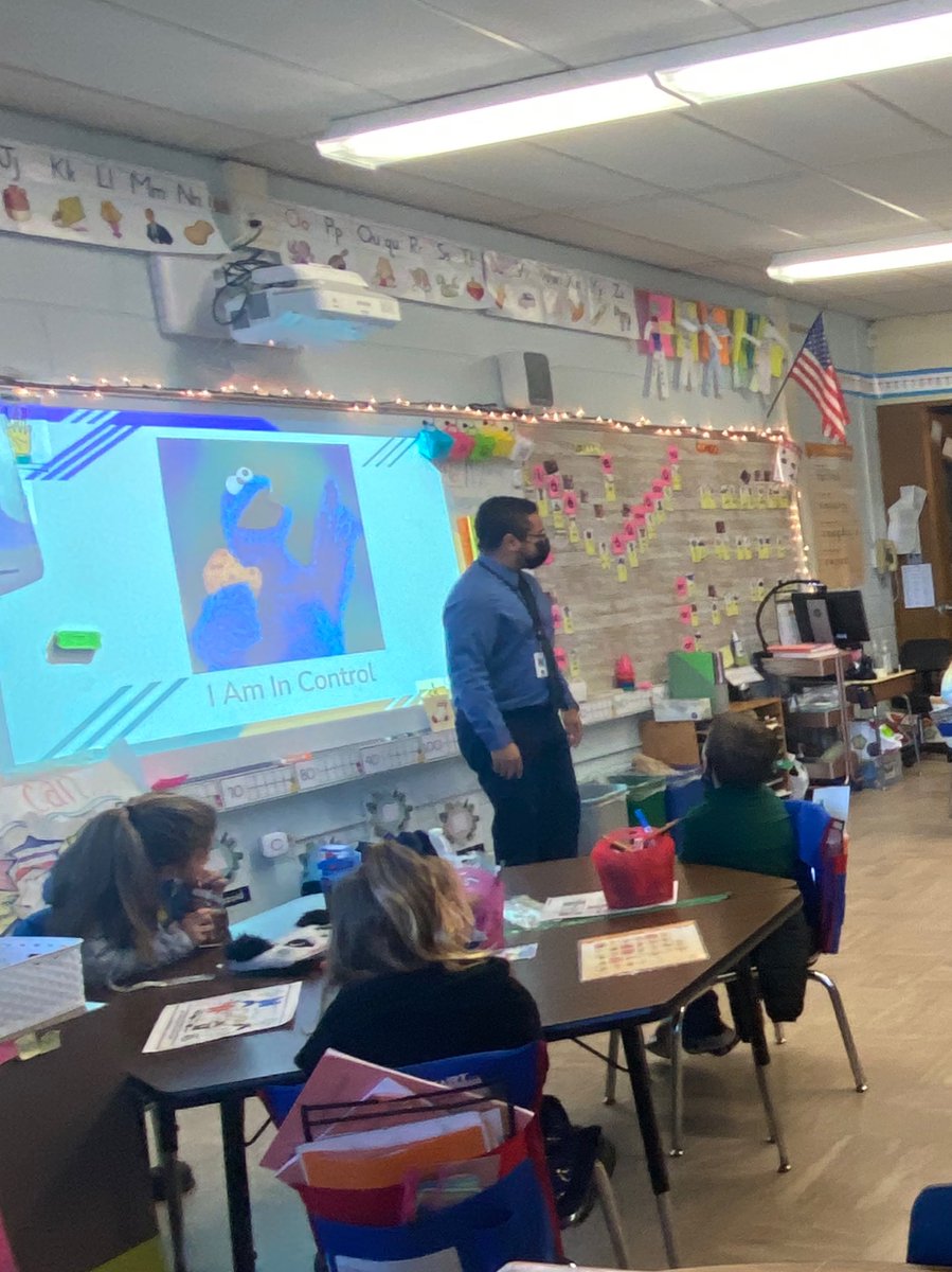 calfano510's tweet photo. Big thank you to Mr. Morales our school guidance counselor for his lesson! We loved learning about self-regulation of our bodies with you and the Cookie Monster! 🍪  #SEL #firstgrade https://t.co/YZFxmkAC8n