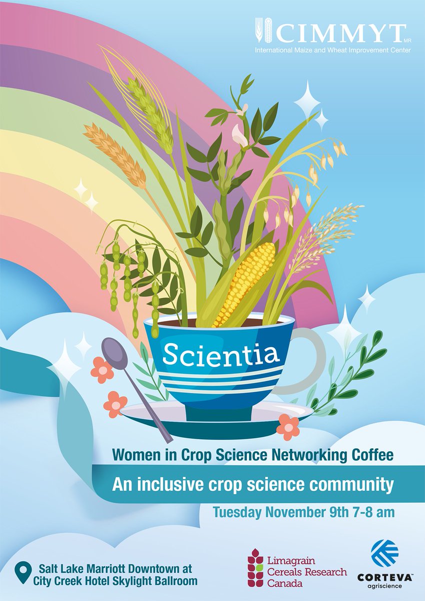 AlisonRBentley's tweet photo. Perfect way to start your Tuesday at #ACSmtg! Come along tomorrow morning from 7-8am to the "Women in Crop Science Networking Coffee" event supported by @CIMMYT @corteva #LCRC https://t.co/FW52PLoSy0