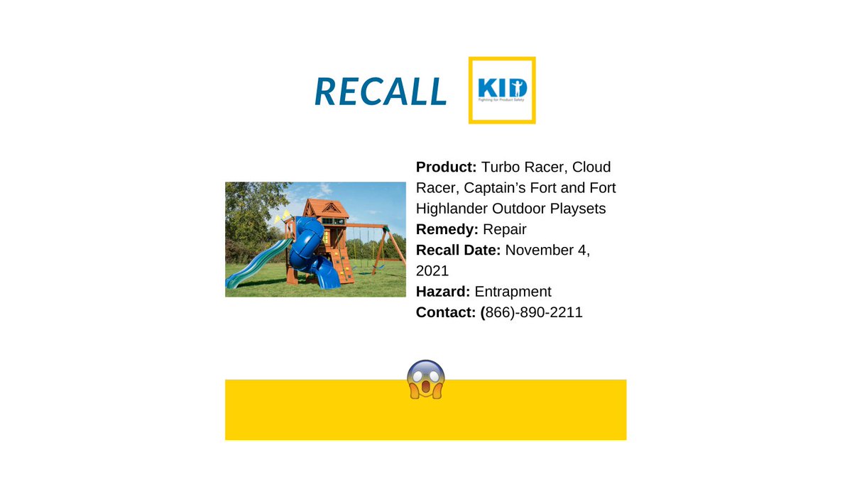kidsindanger's tweet photo. CPSC recalls Backyard Systems Playsets for entrapment hazards.  #recalls
https://t.co/yZ9VkICzhA https://t.co/k31zDkLosd