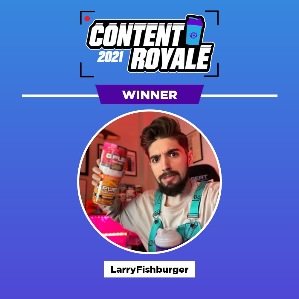 LarryFishburger's tweet photo. WE WON GFUEL ROYALE BABY! 

LFB Shaker incoming 😭😭😭 https://t.co/qtL3qCetVY