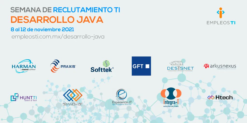hirelineio's tweet image. 🔹 ¡Iniciamos con la Semana de Reclutamiento TI Desarrollo Java!
🚀 Ve las vacantes aquí 👉  bit.ly/1121-tw-java
📆 Del 8 al 12 de noviembre podrás encontrar vacantes de Java
En el link podrás conocer más acerca del evento.
#SemanaDeReclutamientoTI #DesarrolloJava #EmpleosTI
