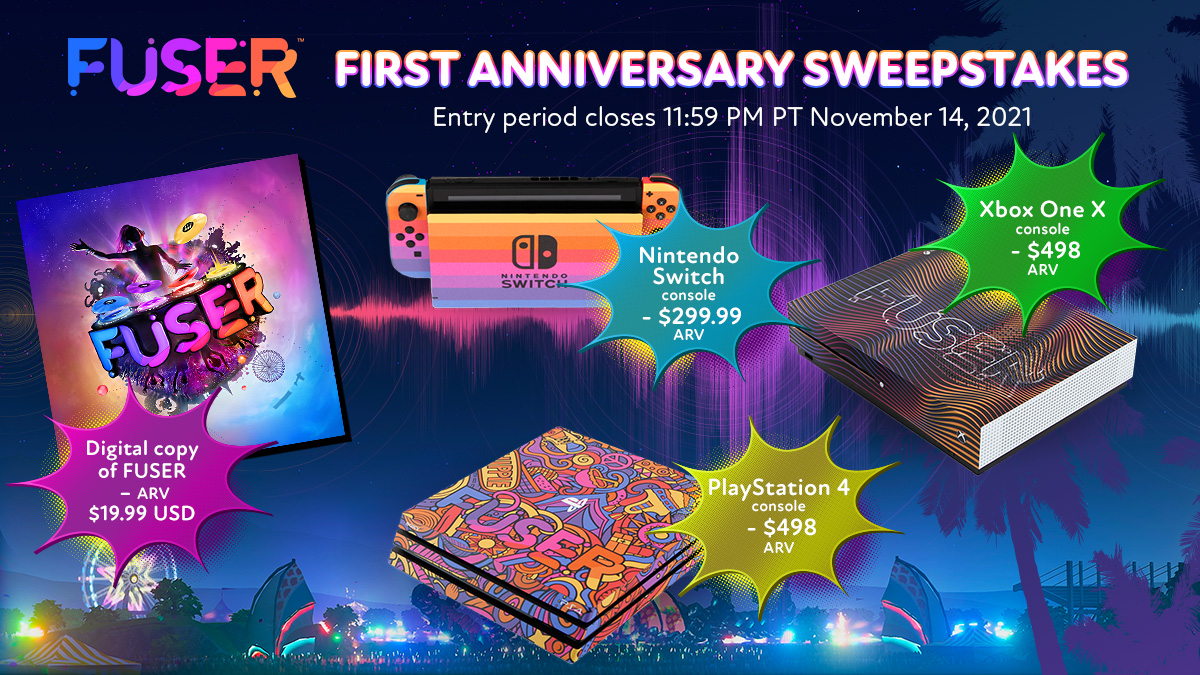 FUSERgame's tweet photo. Enter for a chance to win one of these exclusive custom FUSER consoles and a copy of the game! https://t.co/DjsKLLJkRU
US only, sweepstakes ends on November 14.Please see Official Rules for terms and conditions: https://t.co/3sGttjyo9X #FUSERsweepstakes https://t.co/zoifMKuV25