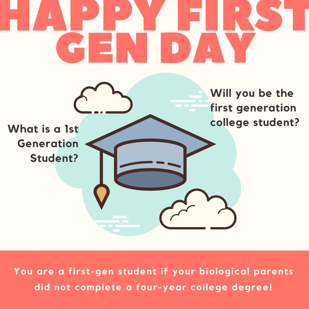 HaysvilleGEARUP's tweet image. 🎓 Happy National First Generation Day! 
GEAR UP will provide support and help you navigate unfamiliar territory as you start choosing your path after high school. @CampusColts 
Are you a future first gen student? 

#GEARUPWorks #NationalFirstGenDay #NationalFirstGenerationDay