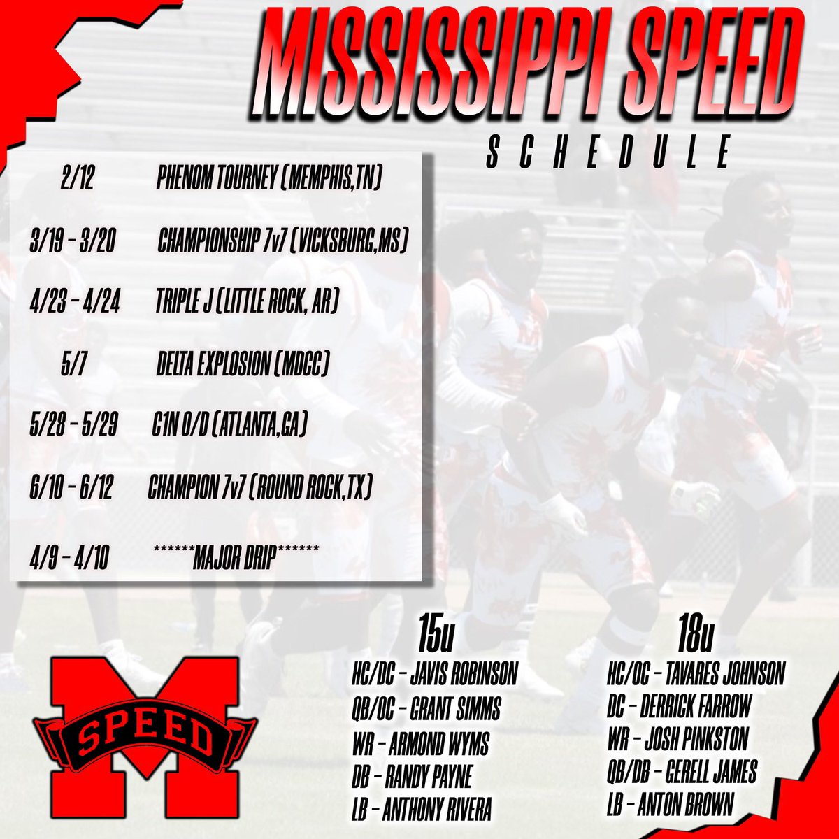 7v7Speed's tweet photo. 𝙎𝙋𝙀𝙀𝘿 𝙎𝙋𝙍𝙄𝙉𝙂 𝙎𝘾𝙃𝙀𝘿𝙐𝙇𝙀 
#TrustTheProcess #GoSpeed https://t.co/Om49tjGjFe