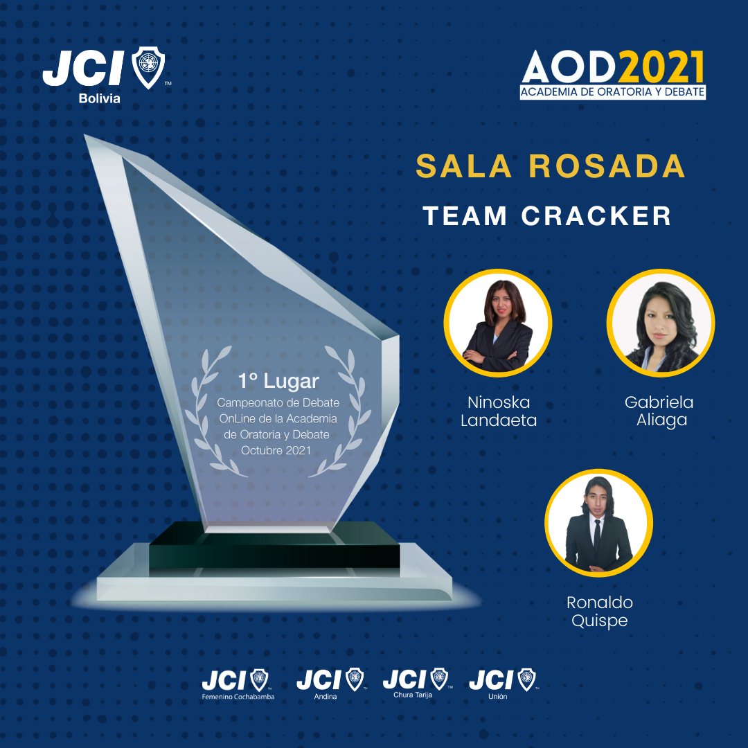 JCIBolivia2021's tweet photo. GRADUADOS CON HONORES ACADEMIA DE ORATORIA Y DEBATE AOD 2021🎓 

#AOD2021 #DCN21 
#JCIBolivia #Liderazgosociedadyfuturo
#OneFuture #UnaAmerica
#RiseWithJCI 
#JCI #BeBetter https://t.co/C3EnGOzI9g