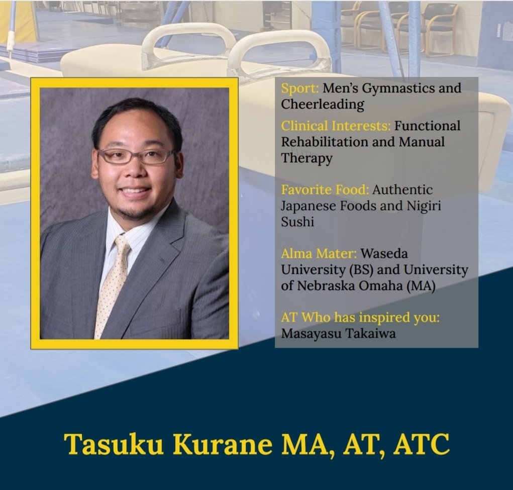 This week we're getting to know our @umichgym AT, Tasuku Kurane! When Tasuku isn't at work he enjoys camping and cooking!