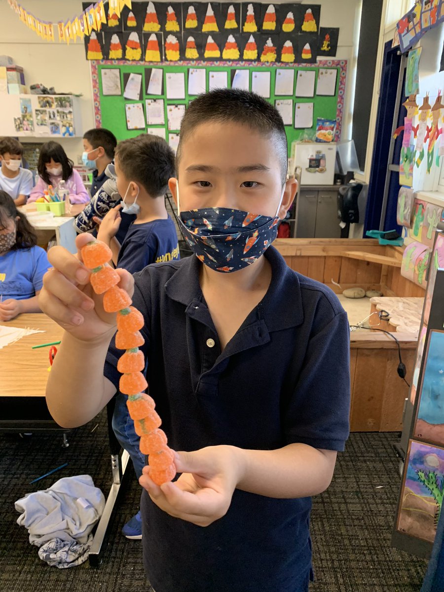 BrandyAcker1's tweet photo. Ss had fun celebrating fall with a fun stem activity; Who can make the tallest tower with gummy pumpkins and toothpicks? Our winner made it to 15 inches! https://t.co/iYvvM3liKl