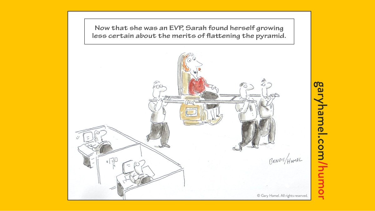 As Mary Parker Follett said a century ago, real leaders seek “power-with” not “power-over.” If you've spent years scrambling up the pyramid, sharing power may not come easily, but it's the only way to build an organization that's fully capable and fully human. #humanocracy