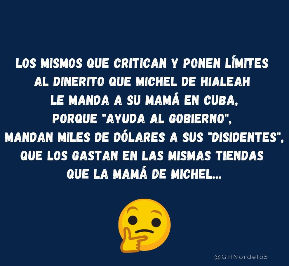 Sin mencionar que algunos de los más vociferantes 'generales de butacón' del 'exilio' también mandan dinerito escondidos a familiares y algunas relaciones... #Cuba #LaRazonEsNuestroEscudo #CDRCuba #SomosDelBarrio